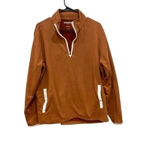 Bonobos Golf Slim Fit 1/4” Zip Popover Sweatshirt Brown Casual Mens L